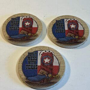 Don't Mess With Texas Thirsty Stone Sandstone Coasters Thirstystone Set of 3